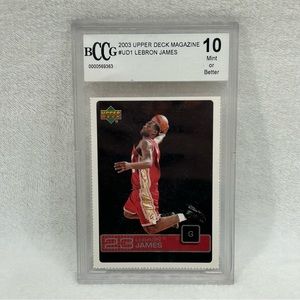 Vintage 2003 Upper Deck Magazine Lebron James Rookie Card Cavaliers 10 Mint BCCG